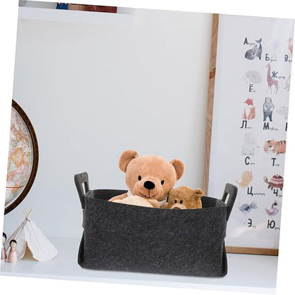 iplusmile Foldable Laundry Basket Organizer with Handles Felt Storage Bin for Dirty Clothes Household Items Sturdy Collapsible Hampers for Bedroom Nursery Closet Deep Gray