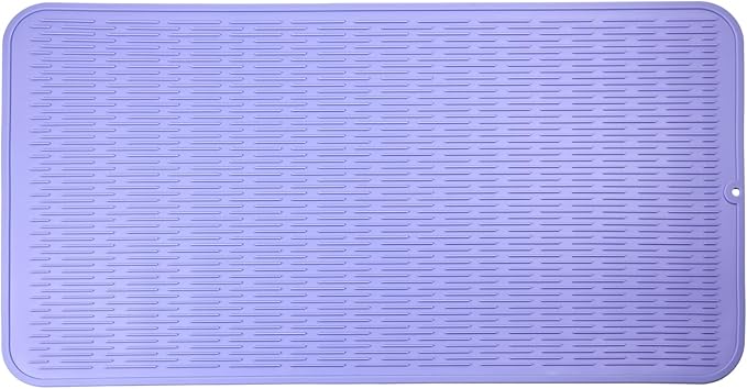 MicoYang Silicone Dish Drying Mat for Multiple Usage,Easy clean,Eco-friendly,Heat-resistant Silicone Mat for Kitchen Counter or Sink,Refrigerator or Drawer Liner Light Purple 4XL 32 inches x 18 inches