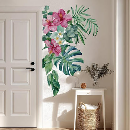 Large Peel and Stick Floral Bouquet Wall Decals Flowers Wall Stickers for Living Room Bedroom Accent Wall Decor, 14 PCS Tropical Garden