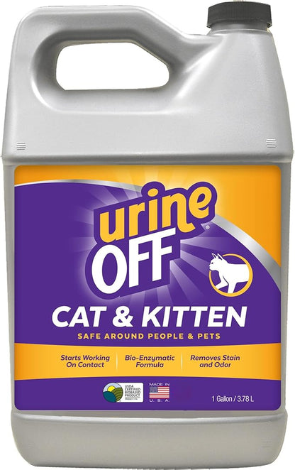 Urine Off Kitten & Cat Pet Stain Remover | Fresh Scent Carpet Cleaner | Bio Enzymatic Stain & Urine Odor Eliminator | Pet Safe Cleaner | 1 gal.