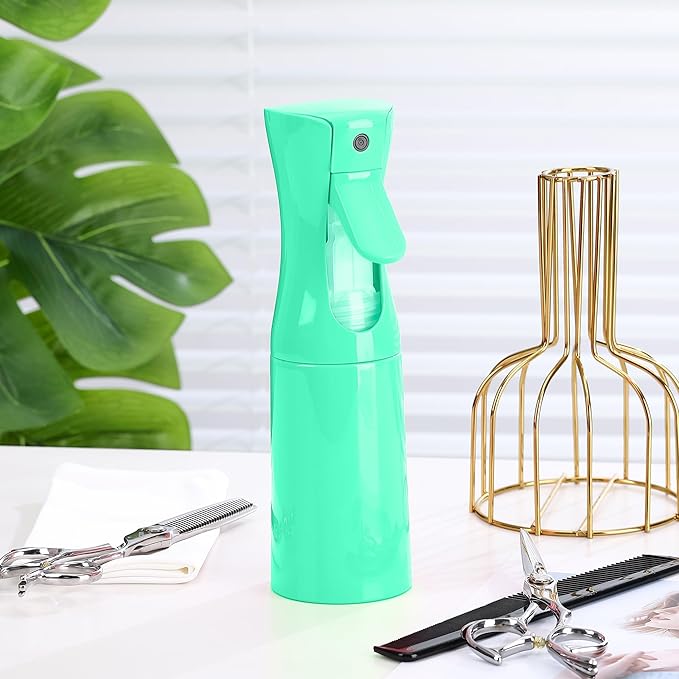 (Green Hair Mister Spray Bottle,Spray Water Bottle Fine Mist Refillable Plants（6.8OZ /200ML） Barber，Showering Pets, Plants, travel, Ironing and Cleaning ﻿ ﻿ ﻿(Continuous Spray)