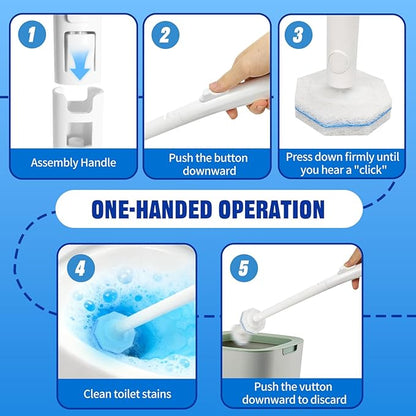 Disposable Toilet Brush and Holder Set, with 50 PCS Toilet Wand refills for Clorox, Wall Mounted Disposable T-oilet Bowl Wand Kit, for Bathroom, Sink & Bathtub, Touchless T-oilet Cleaning System