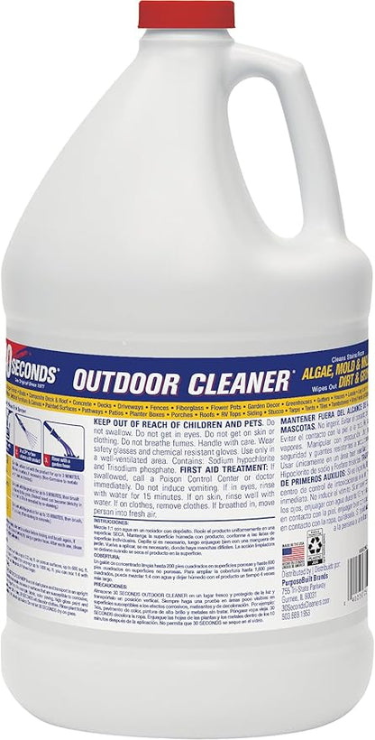 30 SECONDS Outdoor Mold & Mildew Stain Remover | Concentrate | 128 fl. oz. & Outdoor Cleaner 1 Gallon Pump Sprayer Bundle