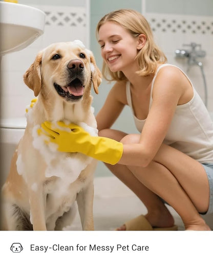 3 Pairs Rubber Dishwashing Gloves, Reusable Household Cleaning Gloves for Women Men, Kitchen and Bathroom Cleaning, Gardening, Pet Care, Extra Thickness, 20 Mil, 13", Heavy Duty, Non-Slip, XL