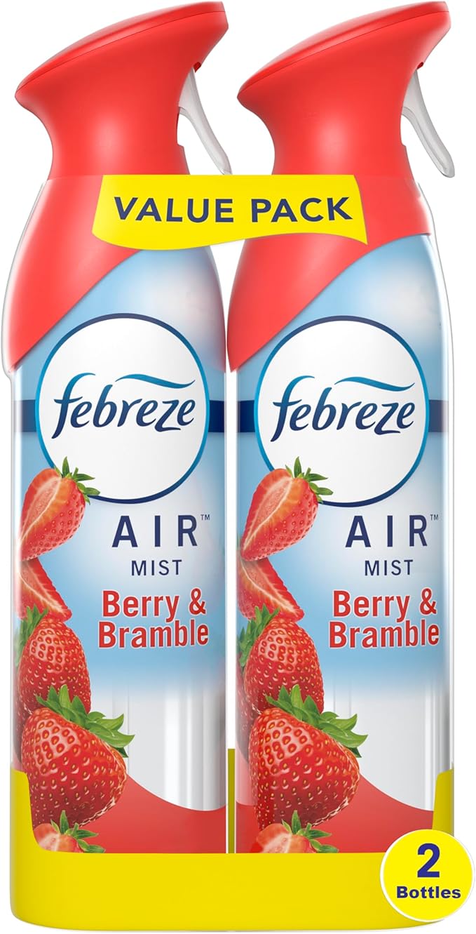 Febreze Air Mist Air Freshener Spray, Odor-Fighting Room Spray, Air Fresheners for Home and Bathroom and Kitchen, Aerosol Can, Berry & Bramble Scent, 8.8oz, 2 Count