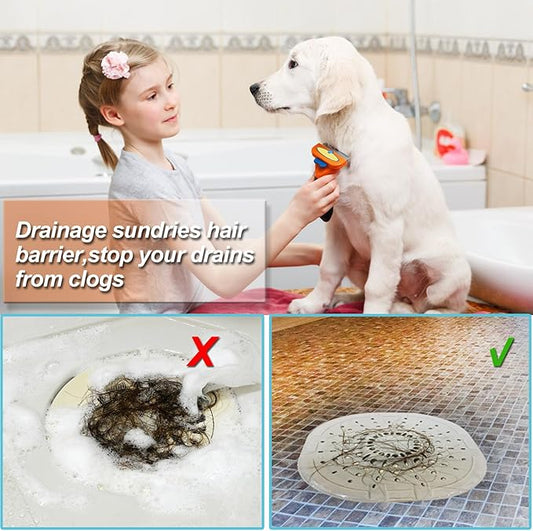 Hair Drain Catcher,Square Drain Cover for Shower Silicone Hair Stopper with Suction Cup,Easy to Install Suit for Bathroom,Bathtub,Kitchen 2 Pack (Light White Grey)