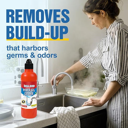 Bell Bird Drain Clog Remover & Pipe Cleaner - Thick Power Gel Dissolves Hair, Grease, and Soap Scum - Septic Safe Odor Eliminator for Kitchen Sinks, Tubs, Showers & Toilets (Pack of 4)