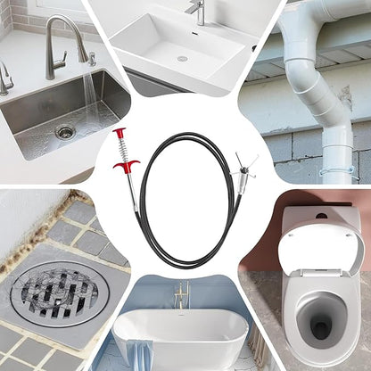 Drain Snake 76Inch, Unclog Drain Tool for Bathroom Sink, Shower, Bathtub, Car & Tight Spaces,Flexible Sink Snake Drain Cleaner Tool Set, Sink Declogger, Hair Puller from Drain (76inch)