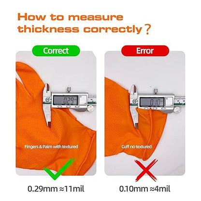 10mil Nitrile-Gloves Disposable-Orange Chemical-Resistant Rubber - Mechanic Gloves Heavy Duty, Latex Free, Diamond Grip (500, X-Large)