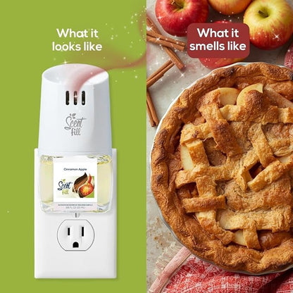 Scent Fill Cinnamon Apple Plug in Air Freshener, Scented Oil Refills, 2 Refills + Diffuser