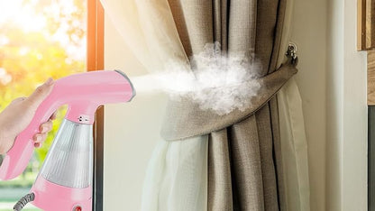 True & Tidy TidySteam Handheld Garment Steamer with Stainless Steel Steam Plate, 600 watts (Handheld Steamer, Pink)