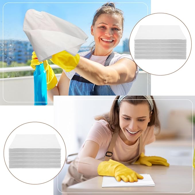 Tranqun 200 Pcs Disposable Microfiber Cleaning Cloth Bulk 12 x 12 Inch Lint Free Cloths Non Abrasive Window Wipes High Absorbent Microfiber Cleaning Rag for Household Kitchen Car Window