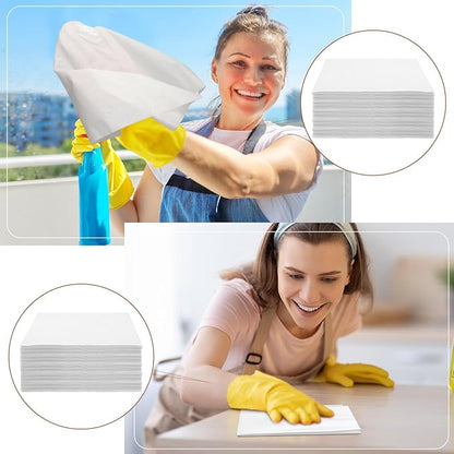 Tranqun 200 Pcs Disposable Microfiber Cleaning Cloth Bulk 12 x 12 Inch Lint Free Cloths Non Abrasive Window Wipes High Absorbent Microfiber Cleaning Rag for Household Kitchen Car Window