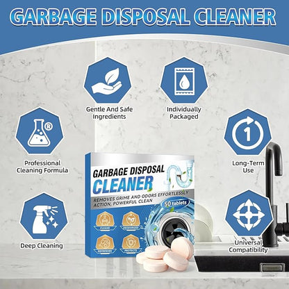 Garbage Disposal Cleaner and Deodorizer 50 Packs, Powerful Garbage Disposal Cleaner Tablets, 1 Year Supply For Kitchen Sink&Drain Clean, Home Cleaning Essentials