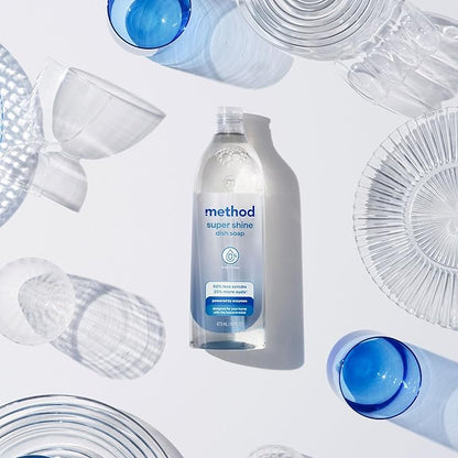 Method Super Shine Liquid Dish Soap Refill, Powered by Enzymes, Free + Clear, Unscented, 48 fl oz