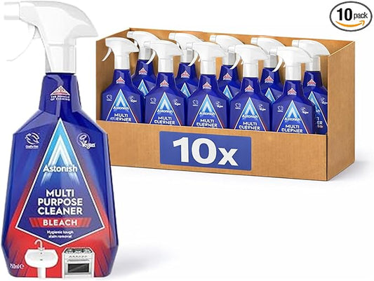 Astonish Multi Purpose Cleaning Spray With The Added Power Of Bleach - All Purpose Cleaning Solution Removes Heavy Duty Stains & Hygienically Cleans Bathrooms & Kitchen Surfaces 10 Pack