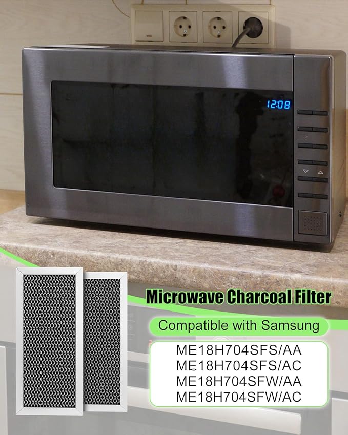 2 Pcs Microwave Charcoal Filter Fit for Samsung, Replace ME18H704SFS/AA ME18H704SFS/AC ME18H704SFW/AA ME18H704SFW/AC
