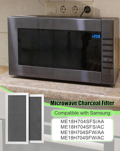 2 Pcs Microwave Charcoal Filter Fit for Samsung, Replace ME18H704SFS/AA ME18H704SFS/AC ME18H704SFW/AA ME18H704SFW/AC