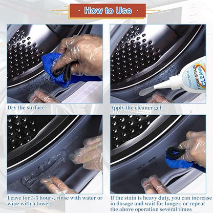 Black Stain Remover Gel Washing Machine Cleaner Housefold Stain Removal Gel for Front Loader Washer Grout Cleaner Kitchen Sink Showers Bathroom and Floor Tile 8Fl Oz（2-Pack）