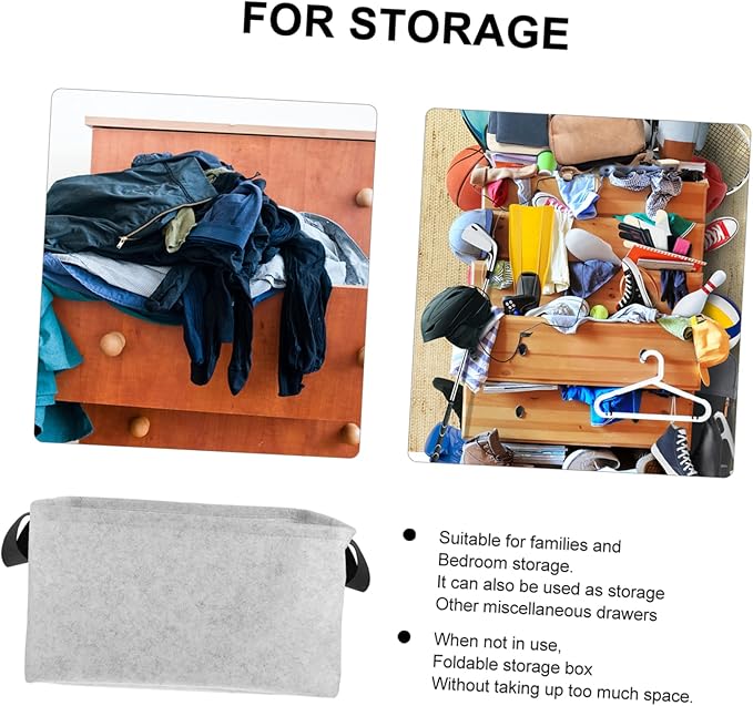 Alipis 1Pc Felt Storage Basket for Dirty Clothes Medium Folding Laundry Container with Convenient Straps for Household Use Space-saving Clothes Organizer