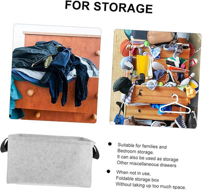 Alipis 1Pc Felt Storage Basket for Dirty Clothes Medium Folding Laundry Container with Convenient Straps for Household Use Space-saving Clothes Organizer