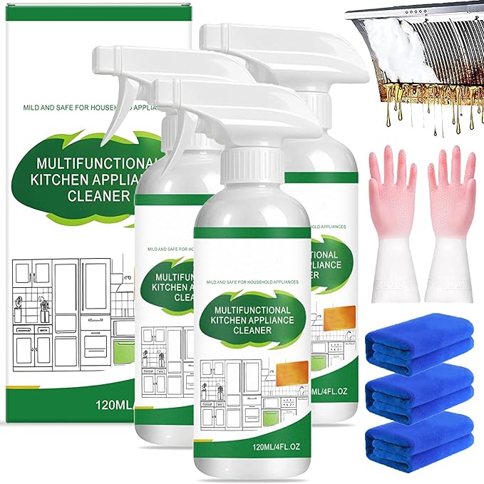 Natural Kitchen Cleaner Spray-2026 New Multi-Purpose Kitchen & Appliance Cleaner for Cabinets,120ml Multifunctional Kitche𝐧 Appliance Clea𝐧er,for Oven,Stove,Cabinets,Quick & Easy Cleaning (3pcs)