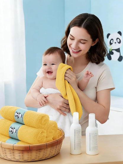 HIPHOP PANDA Baby Washcloths, Rayon Made from Bamboo - 2 Layer Ultra Soft Absorbent Newborn Bath Face Towel - Reusable Baby Wipes for Delicate Skin - Honey, 6 Pack