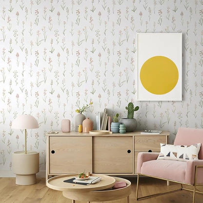 Wudnaye Beige Peel and Stick Wallpaper Floral Contact Paper 16.9in×393in Neutral Beige Contact Paper Cream Floral Wallpaper Self Adhesive Waterproof for Bathroom Bedroom Nursery Decor Walls Vinyl