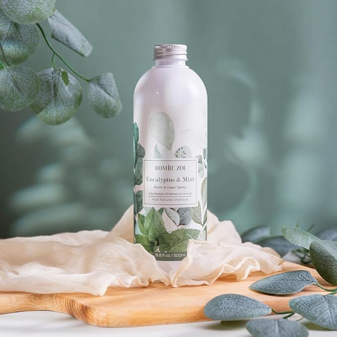 ROMIIE ZOI Eucalyptus Mint Room Spray Refill - 500ml / 16.8 Fl Oz - Soothing Aromatherapy Scent for Spa-Like Relaxation & Clarity - Concentrated Air Freshener