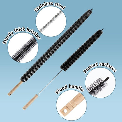 2 Pack Dryer Vent Cleaning Brush, Dryer Vent Cleaner Brush Set, Trap and Duct Lint Remover with Long Flexible Lint Brushes for Deep Cleaning to Remove Pet Hair & Lint, and Refrigerator Coil Cleaning