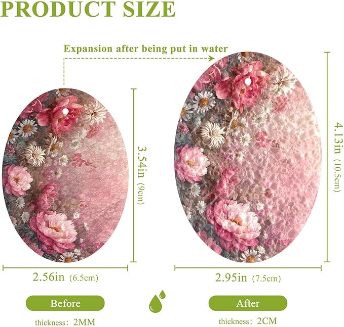 Peony Flower Kitchen Scrub Sponges, Pop-up Kitchen Cleaning Sponges Reusable Dish Washing Sponges for Bathroom Household Cleaning 3 Pack - Non Scratch Scrubber