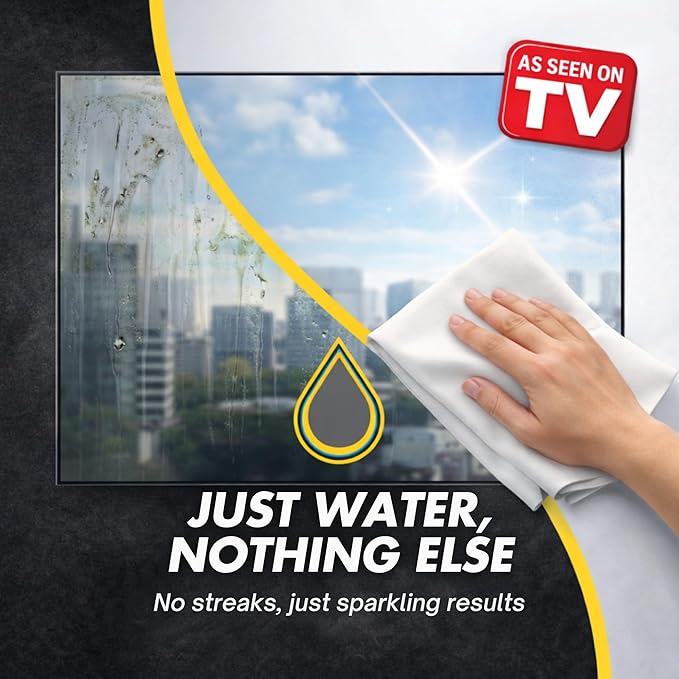Microfiber Magic Streak Free Cleaning Cloth 3 Pack Clean Any Surface with Just Water Eco Friendly Environmentally Safe Perfect for Window, Mirror, Kitchen, Counters, Appliances, Car, Cycle, TV Screen