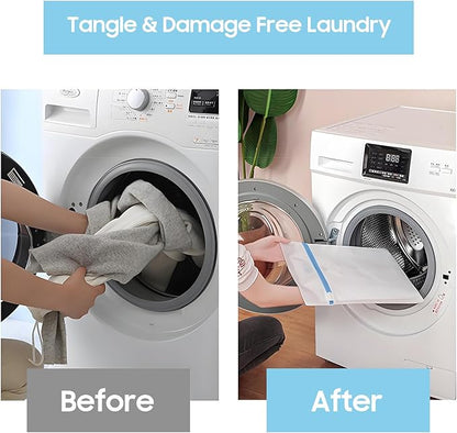 4 Pcs Large Mesh Laundry Bags for Delicates Intimates Lingerie with Zipper 2 Pcs 24” x 24”, 2 Pcs 20” x 24”