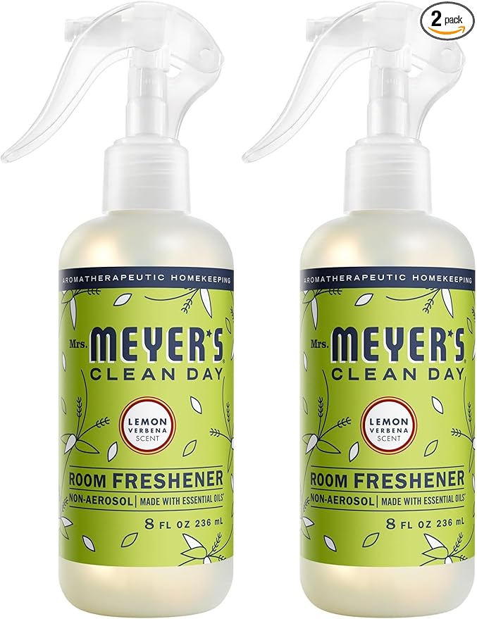 Mrs. Meyer's Air Freshener, Lemon Verbena, Spray | Non-Aerosol | Essential Oils | 8 fl. oz | Pack of 2