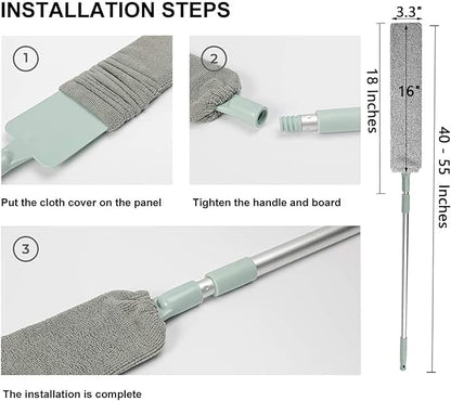 Dust Cleaner Microfiber Duster, Gap Dust Cleaning Artifact with Extension Pole & Bendable Head, Washable Extendable Gap Dusters for Sofa Bed Furniture Bottom,Ceiling Fan,Blinds (Duster)