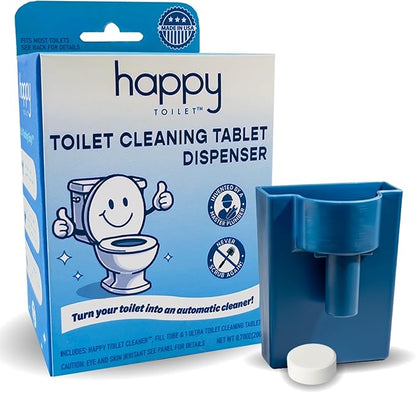 Happy Toilet Cleaner Automatic Toilet Bowl Cleaner - Easy to Install Toilet Tablet Holder - Self-Cleaning Toilet System, Deep Clean with Every Flush - Made in the USA