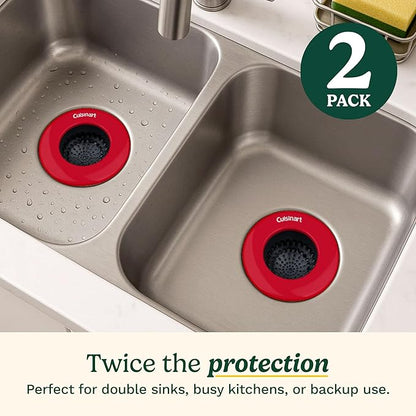 Cuisinart Sink Strainers- 2 Pack Kitchen Sink Drain Strainer & Food Catcher with Enamel-Coated Stainless Steel Rim and Silicone Base, Fits Standard 3.5" Drains, Outer Diameter 4.35", Scratch-Safe