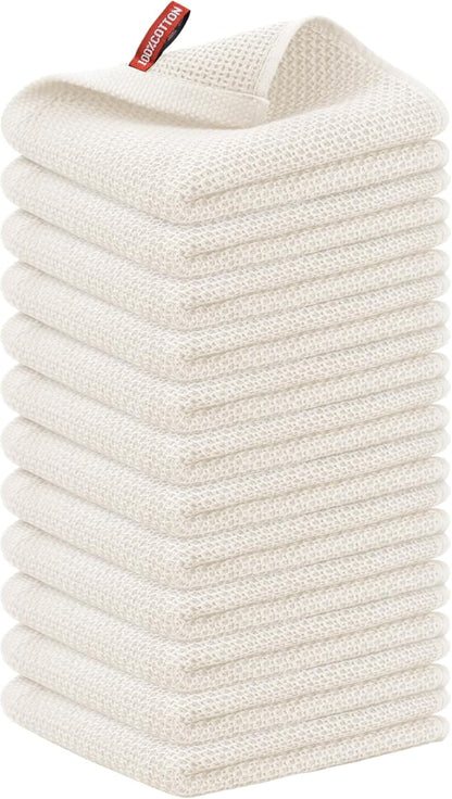 Nialnant 12 Pack Kitchen Dish Towels,100% Cotton Hand Towels for Kitchen, Extra Soft & Absorbent Dish Cloths for Washing Dishes,Cleaning Rags - 13x28in