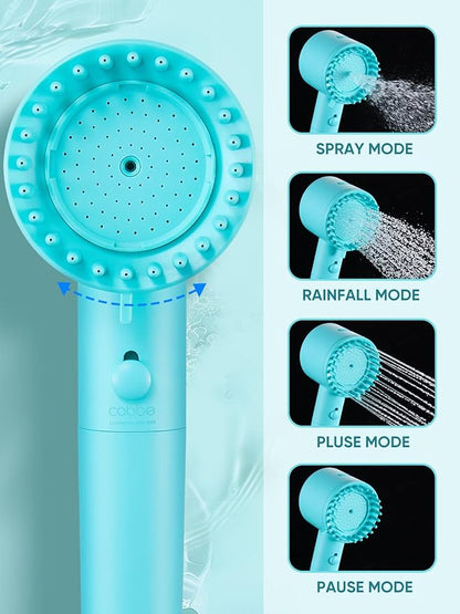 Cobbe Filtered Shower Head with Handheld, 5-mode Showerhead with Filters, Built-in Power Wash for Hard Water - Remove Chlorine - Reduces Dry Itchy Skin, Emerald green
