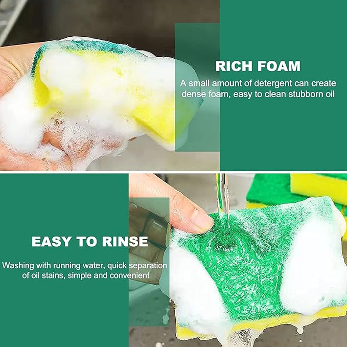 Individually Wrapped Sponges, Kitchen Dishwashing Sponge Bulk, Non Scratch Dishes Scouring Pad Dishcloth, Odor-Free Sponge Wipes for Household Cleaning Dishes Travel Apartments (40 Pack)