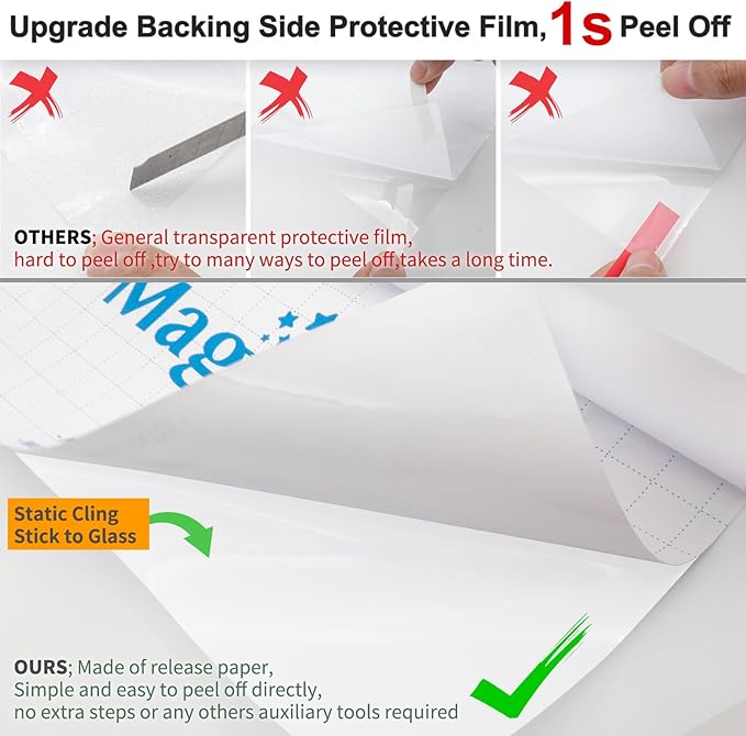 Window Privacy Film with Installation Tools, Frosted Glass Window Film, Heat Blocking Static Clings Reusable Frosting Window Film for Bathroom, Home, Office - 29.5 Inch X 6.5 Feet