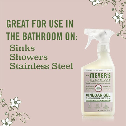 MRS. MEYER'S CLEAN DAY Vinegar Gel Cleaning Spray, Bathroom Use, No-Rinse Formula, Apple Blossom, 16 Fl Oz, (Pack of 2)