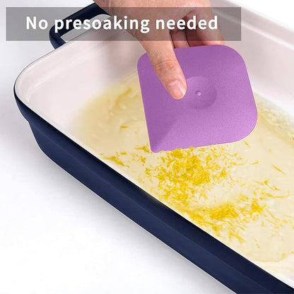 Plastic Pan Dish Pot Food Kitchen Scraper Tool Set, 3 pcs Nylon Plastic Cast Iron Skillet Cleaner Scrubber Scrapper, Kitchen Scraper Non-Scratch (Purple)