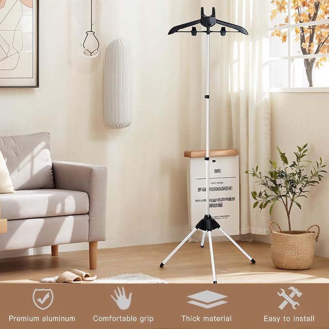 Clothes Steamer Stand Hanger with Steamer Ironing Gloves for Steaming Clothes, Handheld Garment Steamer Rack with Flexible Anti Steam Mitt