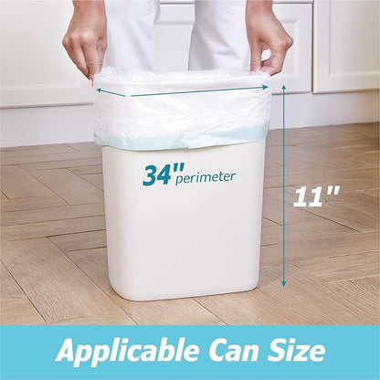 2.6 Gallon Drawstring Trash Bags - 0.43 Mil Strong - Small Garbage Bags - for Office Bathroom Kitchen - Individual, Unscented, White, 17" x 17", 60 Count