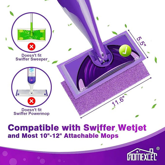 HOMEXCEL Microfiber Pads Compatible with Swiffer Wet Jet-15"x5.5", Reusable Pad Refills, Machine Washable Replacements for Multi Surface Wet & Dry Floor Cleaning, 8 Pack