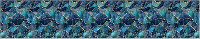 Blue Geometric Mosaic Wallpaper Border 196x4 Inch Peel and Stick Wall Border Removable Vinyl Wall Trim Modern Pattern for Kitchen Bathroom Laundry Room Home Decor