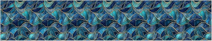 Blue Geometric Mosaic Wallpaper Border 196x4 Inch Peel and Stick Wall Border Removable Vinyl Wall Trim Modern Pattern for Kitchen Bathroom Laundry Room Home Decor