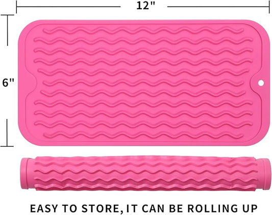 MicoYang Silicone Dish Drying Mat for Multiple Usage,Easy clean,Eco-friendly,Heat-resistant Silicone Mat for Kitchen Counter or Sink,Refrigerator or Drawer Liner Rose S 12 inches x 6 inches