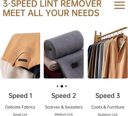 Fabric Shaver, Lint Remover Rechargeable 3-Speed Remove Fuzz, Pilling for Wool, Clothes, Sweater, Coat, Electric Lint Shaver with Stainless Steel Replacement Blades, Light Beige